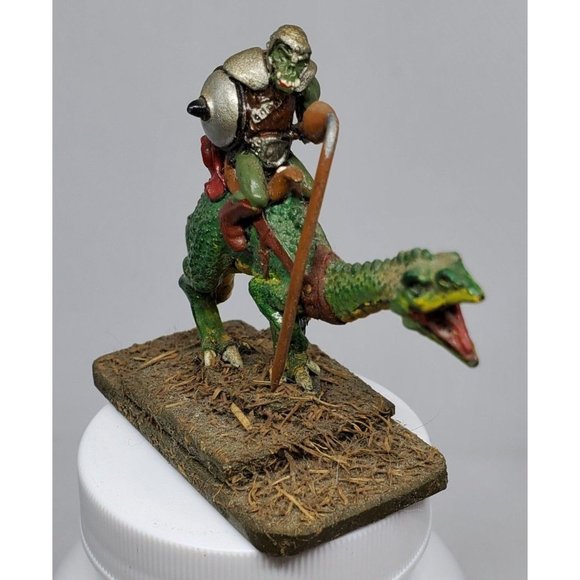Ogre Warrior Riding On Dinosaur Figurine On Stone Slate Game Piece - Picture 2 of 12